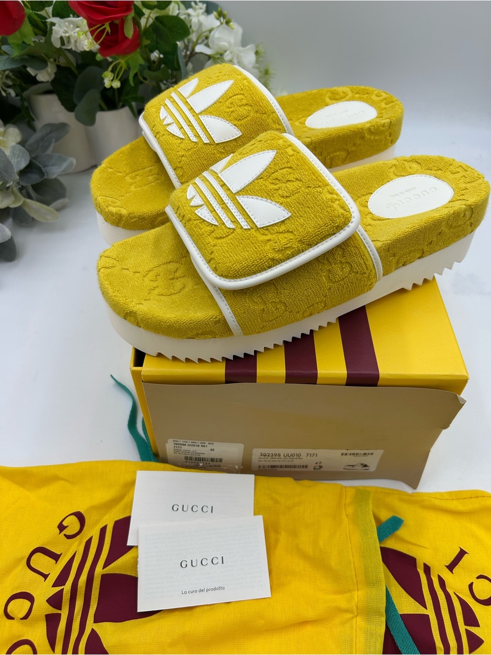 Women's Gucci X Adidas slide sandals size 42 fits 11 US made in Italy - Picture 3 of 13